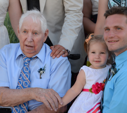 Johnny Beneker with grandson and great-granddaughter