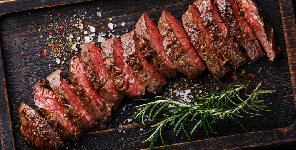 Roast beef on rustic plate